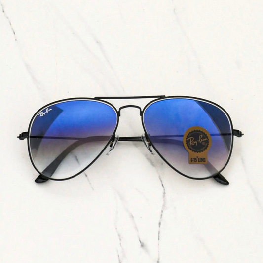 RAY-BAN Blue Shade & Black 3026 Aviator Causal Latest Sunglass For Unisex.