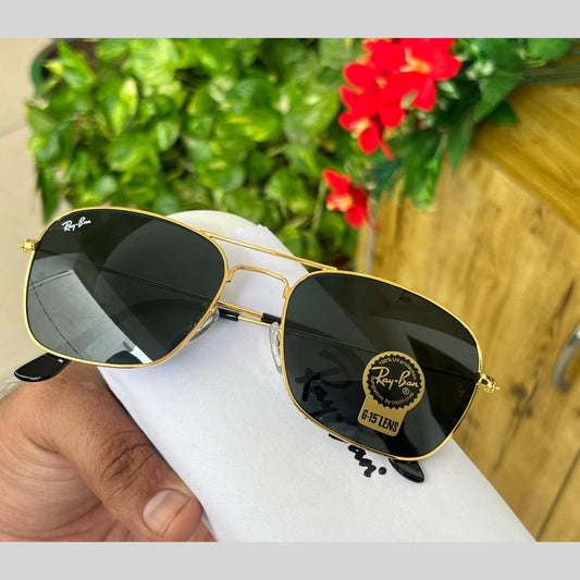 RAY-BAN New Attractive Black & Gold 3136 Square Aviator Style Sunglass For Unisex
