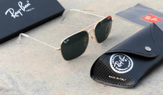 RAY-BAN Black Gold 3136 Square Aviator Trendy Hot Favourite Wintage Sunglass For Unisex.