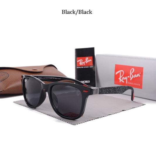 RAY-BAN Black & Black 4195 Square Trendy Hot Favourite Wintage Sunglass For Unisex.